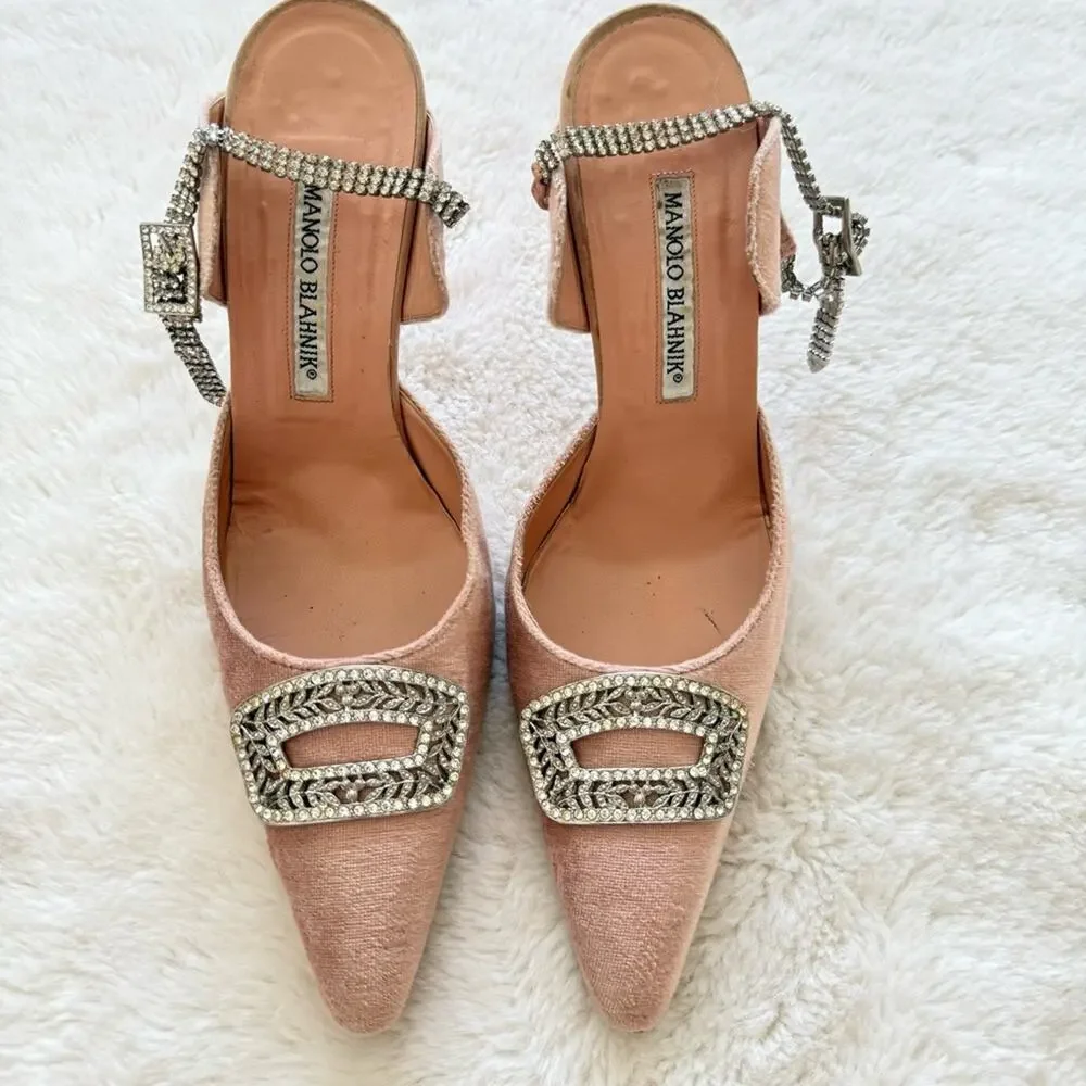 Manolo Blahnik RARE velvet high heels shoes with crystals size 38.5 EU